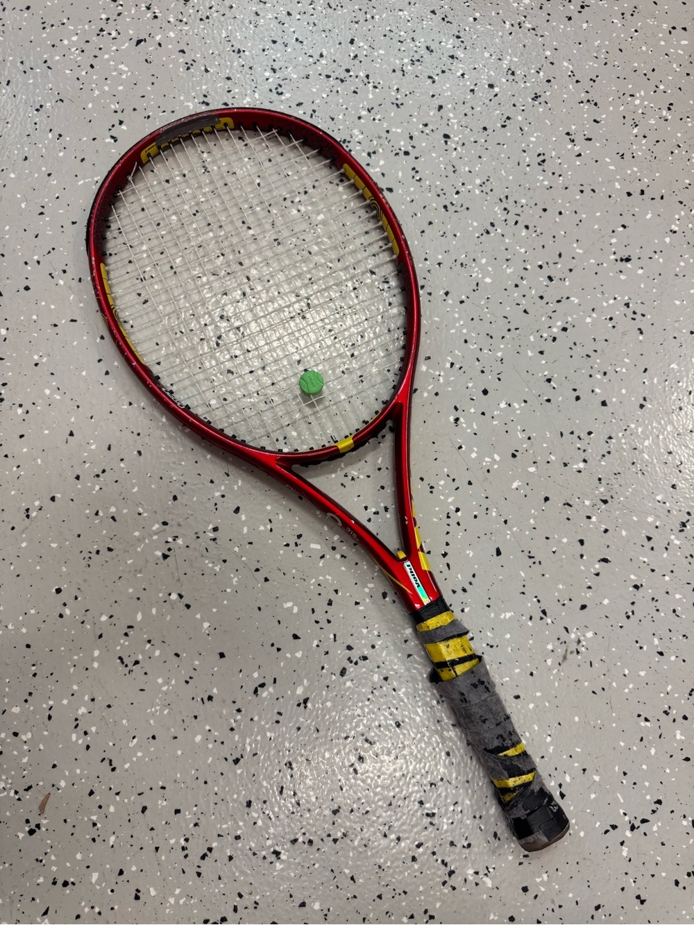 Völkl Organix 8 Super G Tennis Racquet  metallic red frame with yellow accents
